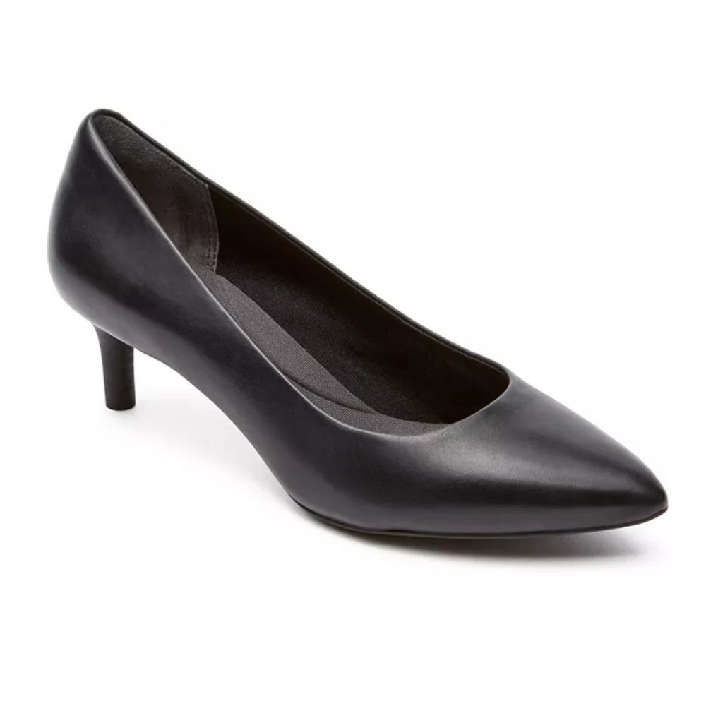 ROCKPORT CUSHIONED TOTAL MOTION KALILA BLACK LEATHER KITTEN HEEL COMFY SHOES 8